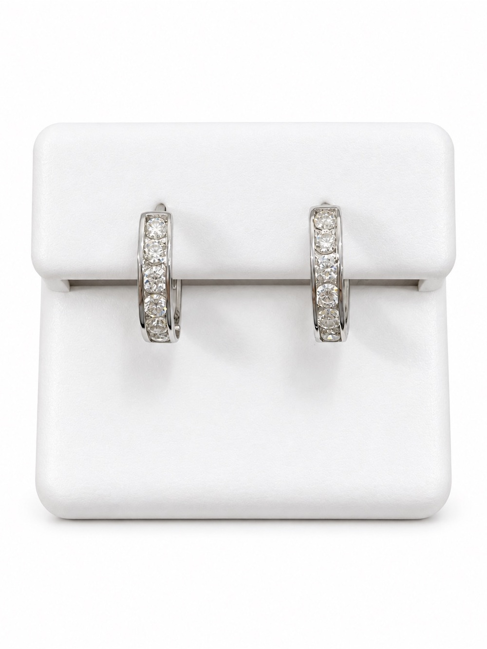 925 Sterling Silver Moissanite Hoop Earrings 0.58 CTW VVS D Mini Huggie Hoops